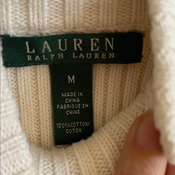 Ralph Lauren Cream Turtleneck Sweater with Gold Buttons - Picture 7 of 9